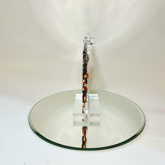 Southwestern Seed Bead Tassel Earrings Hand Crafted Sterling Silver Hardware - Picture 4 of 6